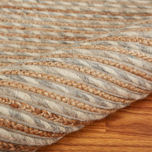 HomeRoots Wool Hand-Braided Striped Area Rug - Cozy Coastal Charm with Softness, Durability & Style for Any Room 674432