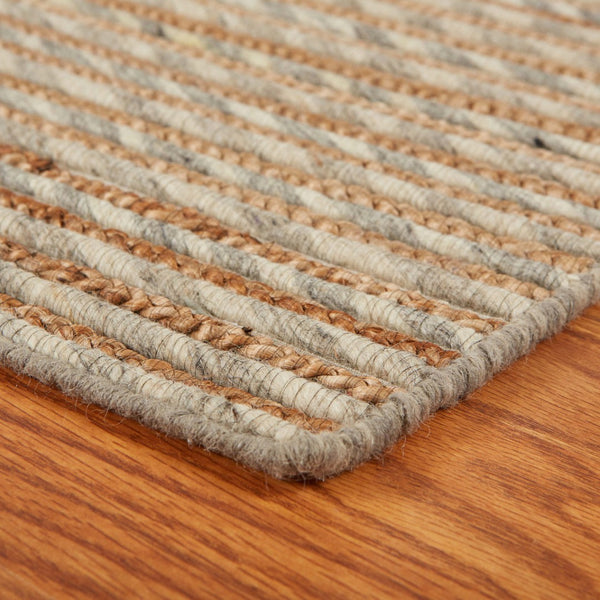HomeRoots Wool Hand-Braided Striped Area Rug - Cozy Coastal Charm with Softness, Durability & Style for Any Room 674432