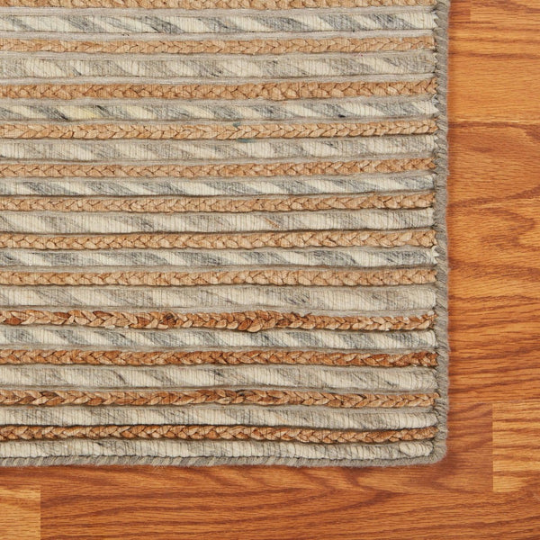 HomeRoots Wool Hand-Braided Striped Area Rug - Cozy Coastal Charm with Softness, Durability & Style for Any Room 674432