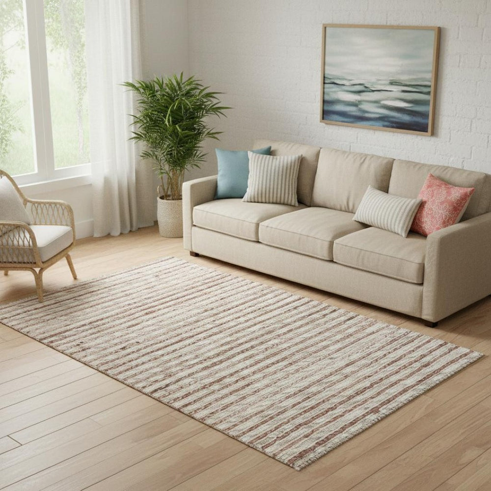 HomeRoots Wool Hand-Braided Striped Area Rug - Cozy Coastal Charm with Softness, Durability & Style for Any Room 674432