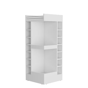 English Elm Glen Glen Lyon Bar Cabinet Corner White – Engineered Wood Wine Storage, Shelf & Lower Compartment, Durable Design B092P269907