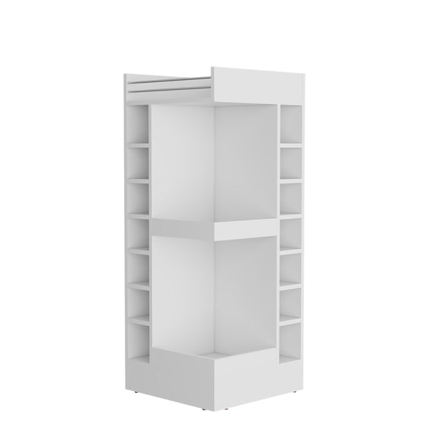 English Elm Glen Glen Lyon Bar Cabinet Corner White – Engineered Wood Wine Storage, Shelf & Lower Compartment, Durable Design B092P269907