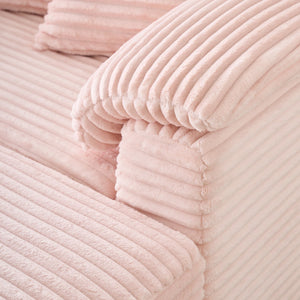 English Elm 47.24-inch corduroy armchair with storage ottoman and USB ports, spring seat, solid wood frame lounge Pink W3356S00022