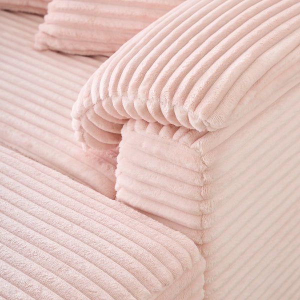 English Elm 47.24-inch corduroy armchair with storage ottoman and USB ports, spring seat, solid wood frame lounge Pink W3356S00022