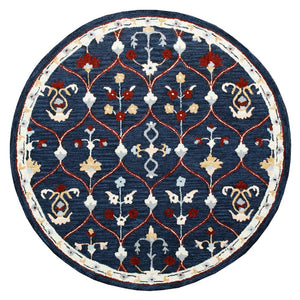 HomeRoots Wool Hand-Tufted Round Rug with Contemporary Trellis Design for Warmth and Comfort in Any Room 674451