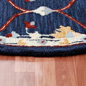 HomeRoots Wool Hand-Tufted Round Rug with Contemporary Trellis Design for Warmth and Comfort in Any Room 674451