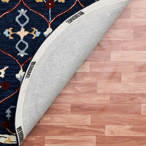 HomeRoots Wool Hand-Tufted Round Rug with Contemporary Trellis Design for Warmth and Comfort in Any Room 674451