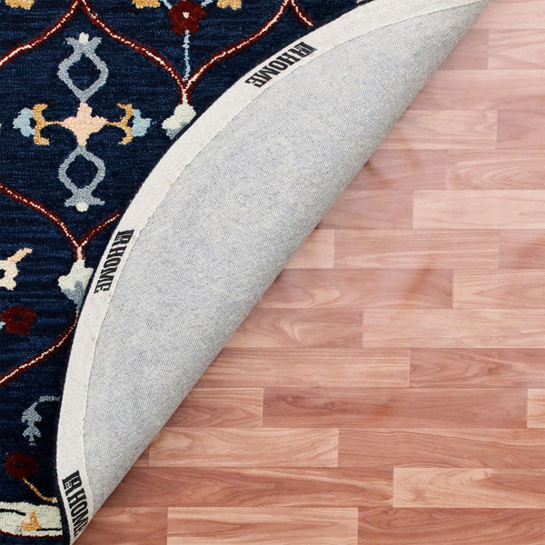 HomeRoots Wool Hand-Tufted Round Rug with Contemporary Trellis Design for Warmth and Comfort in Any Room 674451