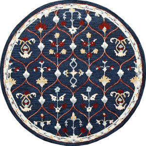 HomeRoots Wool Hand-Tufted Round Rug with Contemporary Trellis Design for Warmth and Comfort in Any Room 674451