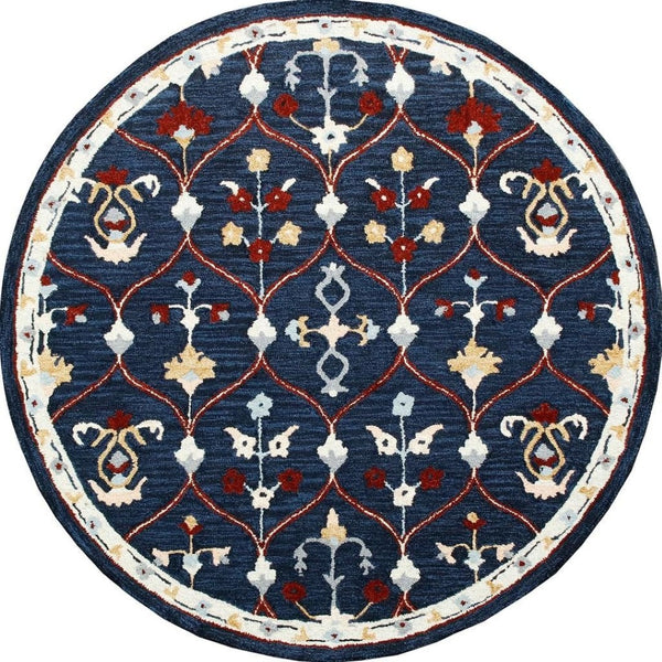 HomeRoots Wool Hand-Tufted Round Rug with Contemporary Trellis Design for Warmth and Comfort in Any Room 674451