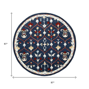 HomeRoots Wool Hand-Tufted Round Rug with Contemporary Trellis Design for Warmth and Comfort in Any Room 674451