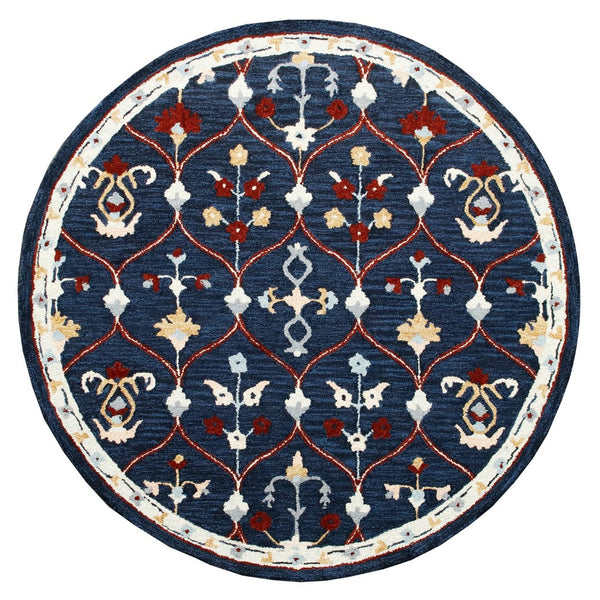 HomeRoots Wool Trellis Round Rug - Hand-Tufted, Soft Wool, Contemporary Design for Living Room & Bedroom Decor 674452