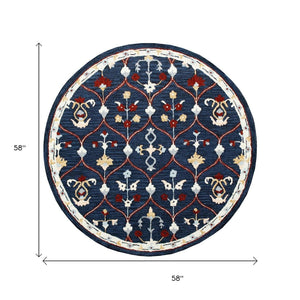 HomeRoots Wool Trellis Round Rug - Hand-Tufted, Soft Wool, Contemporary Design for Living Room & Bedroom Decor 674452