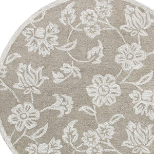 HomeRoots Wool Artisan Hand-Tufted Round Rug - Floral Design, Soft Wool Pile, Ideal for High-Traffic Areas 674454