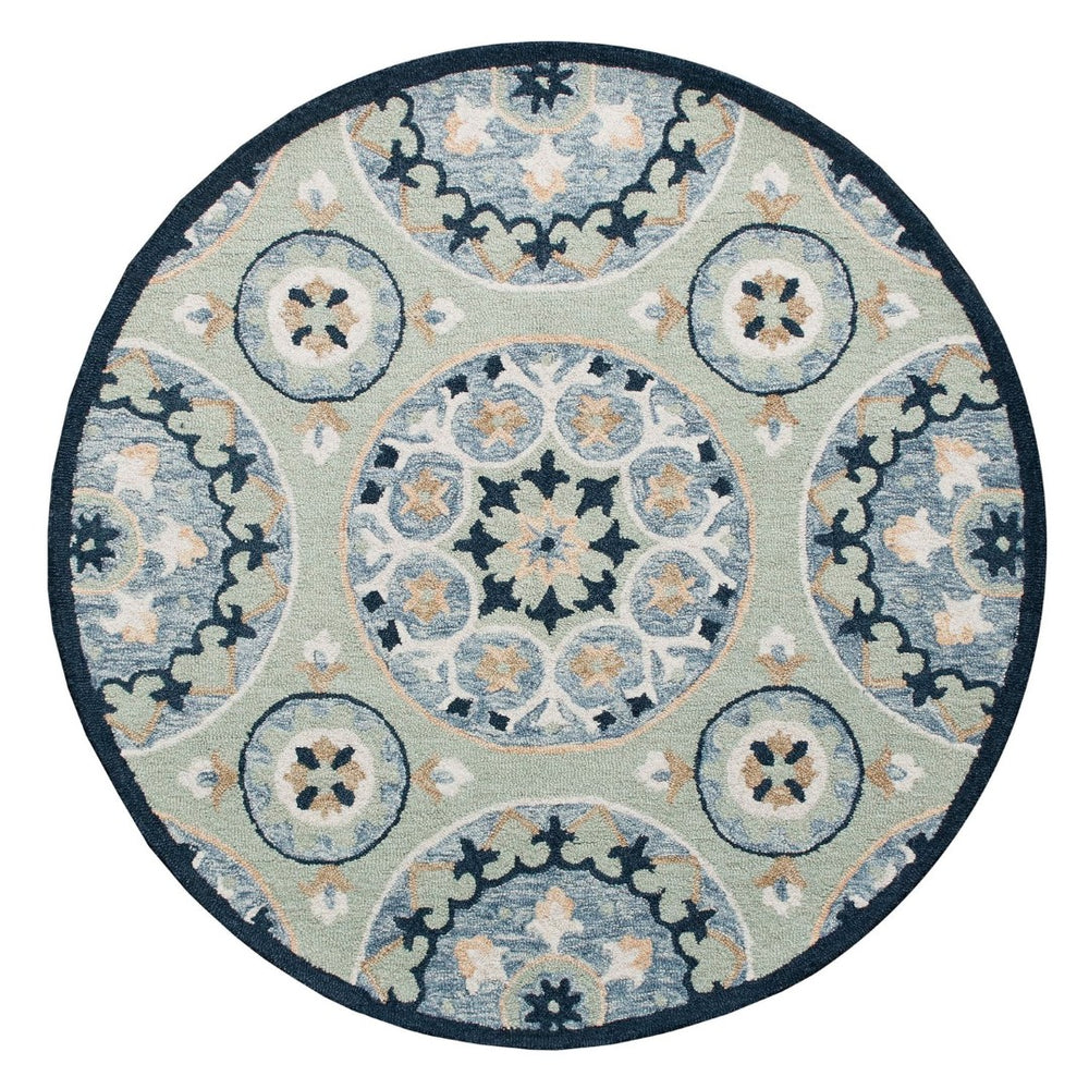 HomeRoots Wool Hand-Tufted Round Floral Rug - Artisan Crafted, Unique Design for Timeless Elegance & Comfort 674456
