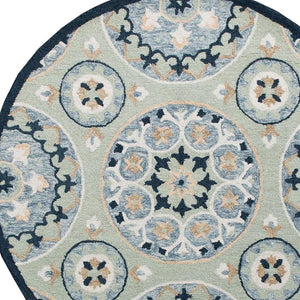 HomeRoots Wool Hand-Tufted Round Floral Rug - Artisan Crafted, Unique Design for Timeless Elegance & Comfort 674456