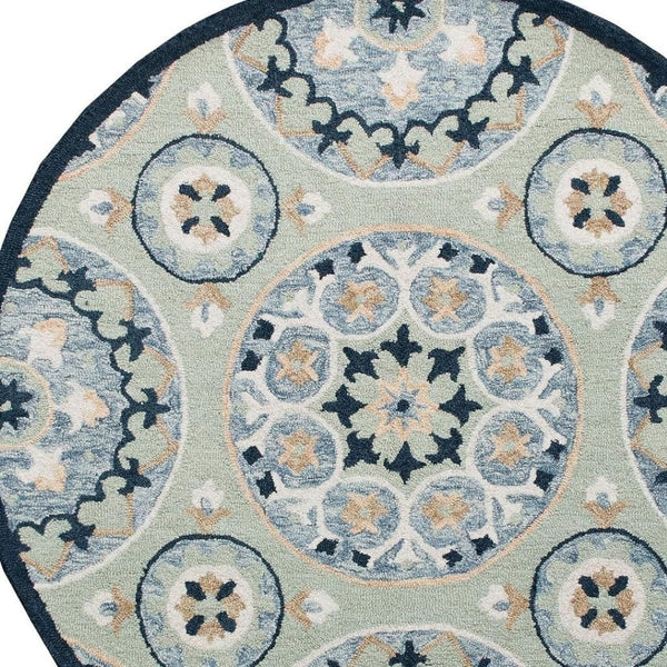 HomeRoots Wool Hand-Tufted Round Floral Rug - Artisan Crafted, Unique Design for Timeless Elegance & Comfort 674456