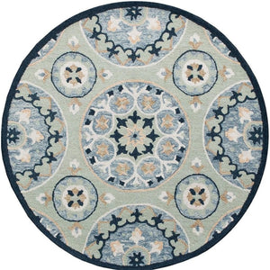 HomeRoots Wool Hand-Tufted Round Floral Rug - Artisan Crafted, Unique Design for Timeless Elegance & Comfort 674456