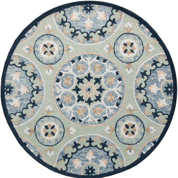 HomeRoots Wool Hand-Tufted Round Floral Rug - Artisan Crafted, Unique Design for Timeless Elegance & Comfort 674456