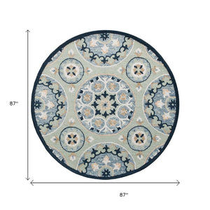HomeRoots Wool Hand-Tufted Round Floral Rug - Artisan Crafted, Unique Design for Timeless Elegance & Comfort 674456