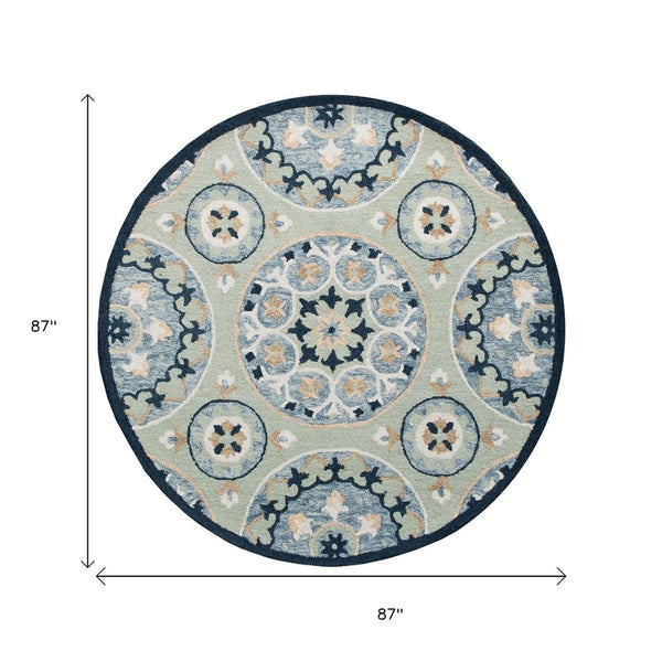 HomeRoots Wool Hand-Tufted Round Floral Rug - Artisan Crafted, Unique Design for Timeless Elegance & Comfort 674456