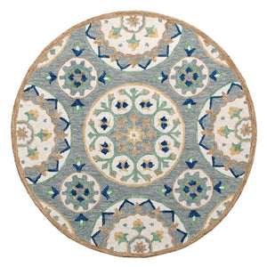 HomeRoots Wool Hand-Tufted Round Rug with Floral Design – Artisan-Crafted, Soft, Durable, Perfect for Any Room! 674458