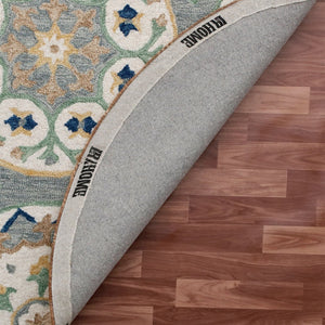 HomeRoots Wool Hand-Tufted Round Rug with Floral Design – Artisan-Crafted, Soft, Durable, Perfect for Any Room! 674458