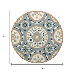 HomeRoots Wool Hand-Tufted Round Rug with Floral Design – Artisan-Crafted, Soft, Durable, Perfect for Any Room! 674458