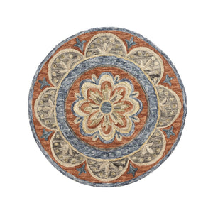 HomeRoots Wool Hand-Tufted Round Floral Rug - Artisan-Made Softness, Unique Design, Perfect for Any Room 674460