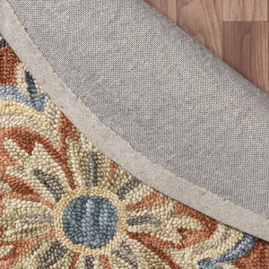 HomeRoots Wool Hand-Tufted Round Floral Rug - Artisan-Made Softness, Unique Design, Perfect for Any Room 674460