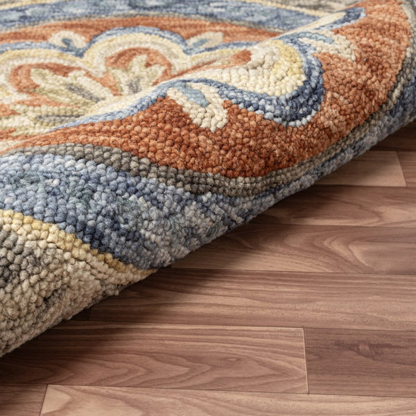 HomeRoots Wool Hand-Tufted Round Floral Rug - Artisan-Made Softness, Unique Design, Perfect for Any Room 674460