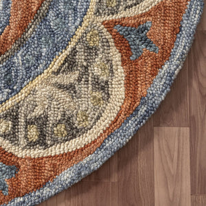 HomeRoots Wool Hand-Tufted Round Floral Rug - Artisan-Made Softness, Unique Design, Perfect for Any Room 674460