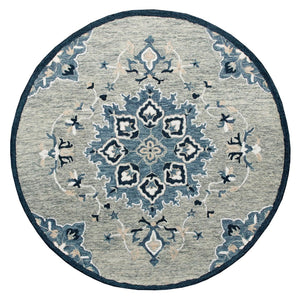 HomeRoots Wool Hand-Tufted Round Rug - Artisan-Made Medallion Design for Comfort, Warmth & Style in Any Room 674461