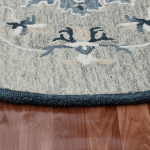 HomeRoots Wool Hand-Tufted Round Rug - Artisan-Made Medallion Design for Comfort, Warmth & Style in Any Room 674461