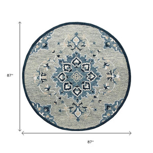 HomeRoots Wool Hand-Tufted Round Rug - Artisan-Made Medallion Design for Comfort, Warmth & Style in Any Room 674461