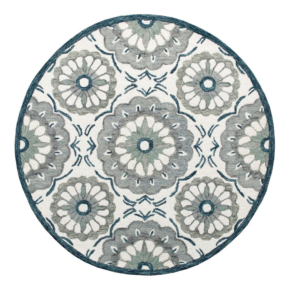HomeRoots Wool Hand-Tufted Floral Round Rug - Washable, Soft, Unique Artisan Craftsmanship for Any Room 674466