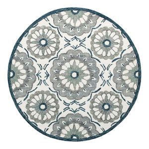 HomeRoots Wool Hand-Tufted Floral Round Rug - Washable, Soft, Unique Artisan Craftsmanship for Any Room 674466