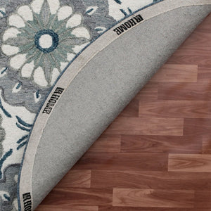 HomeRoots Wool Hand-Tufted Floral Round Rug - Washable, Soft, Unique Artisan Craftsmanship for Any Room 674466