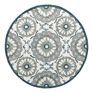 HomeRoots Wool Hand-Tufted Floral Round Rug - Washable, Soft, Unique Artisan Craftsmanship for Any Room 674466