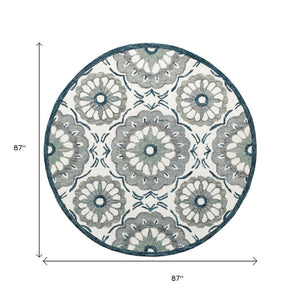 HomeRoots Wool Hand-Tufted Floral Round Rug - Washable, Soft, Unique Artisan Craftsmanship for Any Room 674466