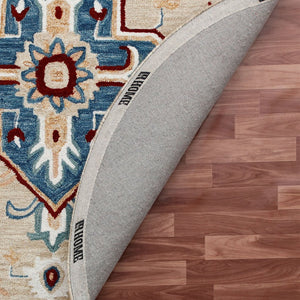 HomeRoots Wool Hand-Tufted Medallion Round Rug – Washable, Artisan-Crafted, Soft & Durable for Any Space 674468