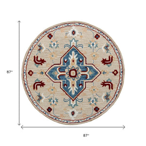 HomeRoots Wool Hand-Tufted Medallion Round Rug – Washable, Artisan-Crafted, Soft & Durable for Any Space 674468