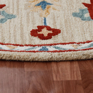 HomeRoots Wool Hand-Tufted Round Rug with Unique Medallion Design - Washable, Durable, Artisan Crafted Comfort 674469