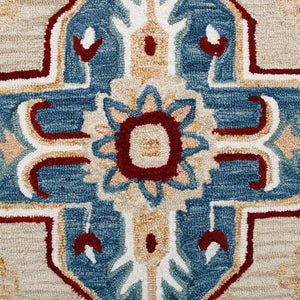HomeRoots Wool Hand-Tufted Round Rug with Unique Medallion Design - Washable, Durable, Artisan Crafted Comfort 674469