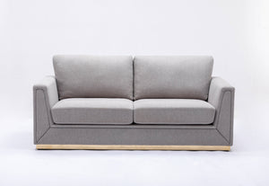 English Elm Valin Gray Linen Sofa with Pocket Coil Seats, Wooden Frame & Metal Base — Modern Compact Comfort B2726P245414