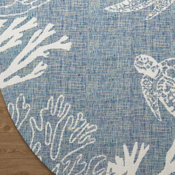 HomeRoots Animal Print Round Rug - Durable, Stain-Resistant, Coastal-Inspired Design for Modern Homes & Spaces 674514