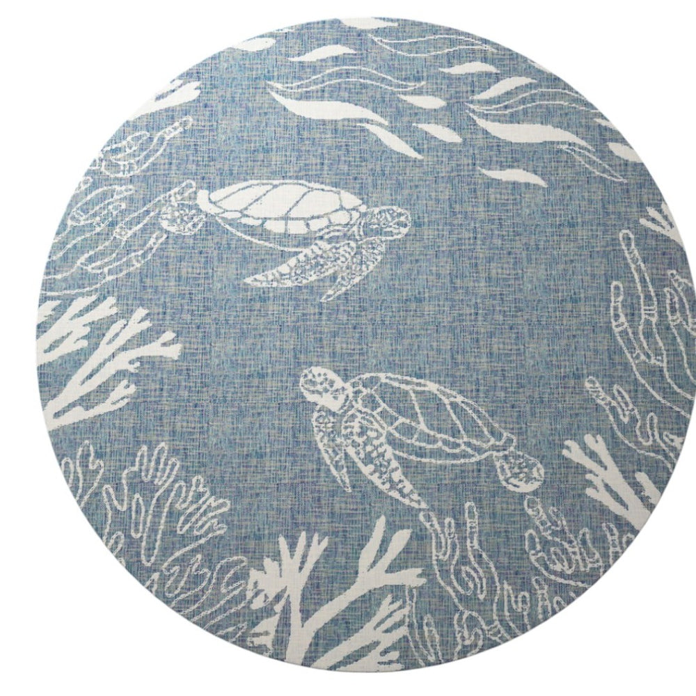 HomeRoots Animal Print Round Rug - Durable, Stain-Resistant, Coastal-Inspired Design for Modern Homes & Spaces 674514