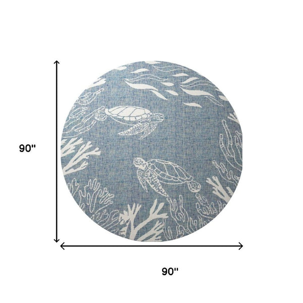 HomeRoots Animal Print Round Rug - Durable, Stain-Resistant, Coastal-Inspired Design for Modern Homes & Spaces 674514