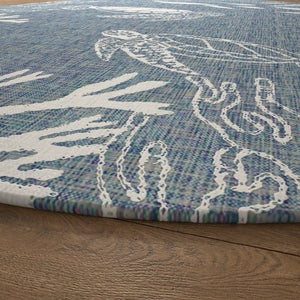 HomeRoots Animal Print Round Rug - Durable, Stain-Resistant, Coastal-Inspired Design for Modern Homes & Spaces 674514