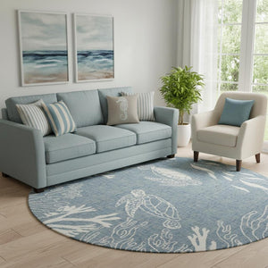 HomeRoots Animal Print Round Rug - Durable, Stain-Resistant, Coastal-Inspired Design for Modern Homes & Spaces 674514